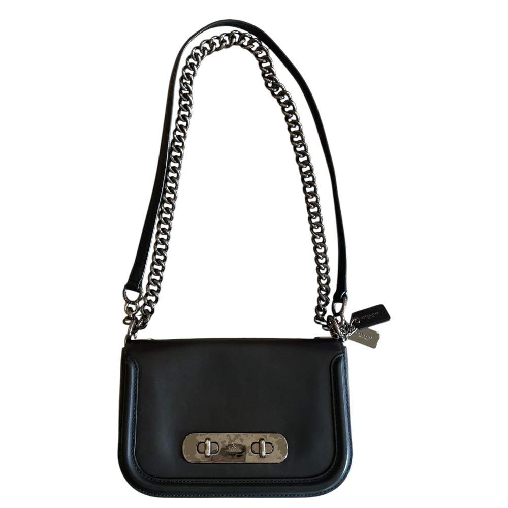 Coach Swagger Bag in Black Leather with Gunmetal Hardware